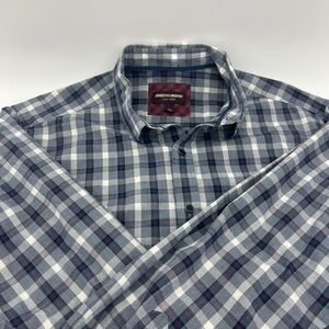 Johnston & Murphy Shirt Mens Large Gray Check Long Sleeve Button Down Casual L